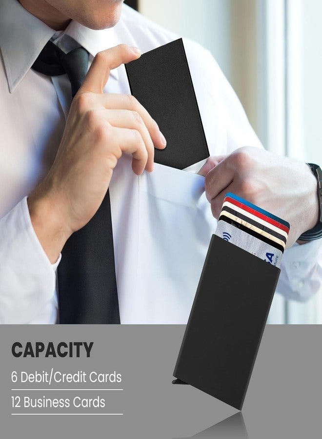 Luxoper محفظة Luxoper سوداء معدنية مزودة بخاصية حجب تقنية RFID، محفظة ألومنيوم رفيعة للرجال، محفظة ذكية لبطاقات الائتمان، حامل بطاقات صراف آلي بتصميم بسيط، حافظة بطاقات خصم صغيرة الحجم للرجال والنساء - Image 5